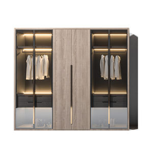 Armoire de chambre à coucher de luxe Armoire armoire en bois à 3 sections en naturel - Product Image 6