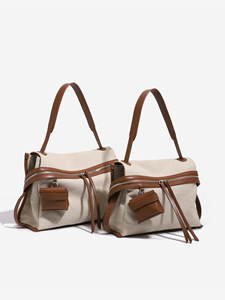 Luxury Customization Canvas Shoulder Tote <b>Bag</b> With Zipper Closure And Tassel Detail Minimalist Design Unisex Large Capacity - Product Image 2