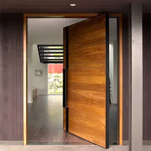 Cheap price house villa exterior front entry solid wood pivot doors custom modern main entrance walnut wooden pivot door