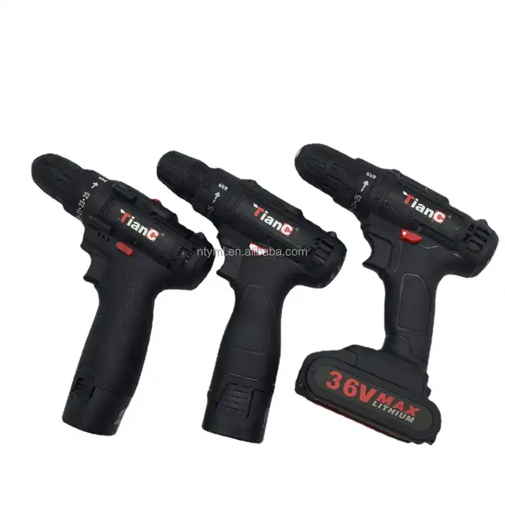 TianC Cordless Hammer Drill Set Electric Impact Driver Screwdriver + 2  Battery