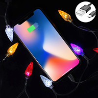 Kabel Pengisi Daya Ponsel Natal Bentuk Pinecone Hijau 1.4M 10LED, Tahan Air IP44, USB untuk Dekorasi Ponsel, Pemasangan Mudah