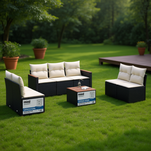 Nivid Modular Black Pe <b>Rattan</b> Garden <b>Sofa</b> Set 6 Seater Outdoor Furniture Elegant Design For Garden Use - Product Image 2