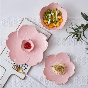 Японская креативная керамическая Бытовая тарелка для цветов вишни с логотипом на заказ
