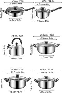 Bán buôn thép không gỉ 11-Piece <span class=keywords><strong>Cookware</strong></span> <span class=keywords><strong>Set</strong></span> nhà Chuyên Nghiệp Đầu bếp-lớp chậu và chảo <span class=keywords><strong>Set</strong></span> - Product Image 3
