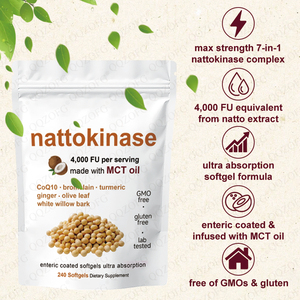 Cápsulas de Nattokinasa OEM en Oferta, Suplemento Cardiovascular con CoQ10 para el Bienestar Circulatorio, Suplemento de Nattokinasa 240 piezas - Product Image 3