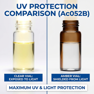 Ensembles de flacons en verre ambré de 10 ml à haute neutralité pour peptides, avec bouchons à clapet rouges et bouchons médicaux en butyl pour composés photosensibles - Product Image 2