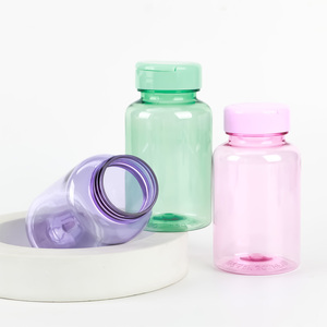 Good Sealing Colored Transparent 150ml Plastic Bottle Healthcare Supplement <b>Container</b> Vitamin Capsules Bottle With Flip Cap - Product Image 1