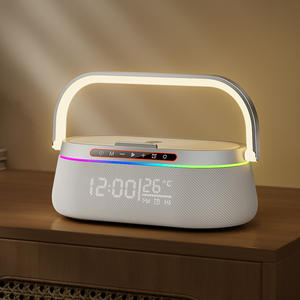 Portátil multifuncional para altavoz mesita de noche luz despertador carga inalámbrica plástico Audio bidireccional 10-30W para - Product Image 3