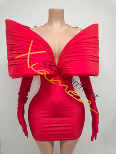 Ocstrade Fashion Design <span class=keywords><strong>Robe</strong></span> <span class=keywords><strong>de</strong></span> <span class=keywords><strong>cocktail</strong></span> sexy pour femme Mini <span class=keywords><strong>robe</strong></span> <span class=keywords><strong>de</strong></span> <span class=keywords><strong>cocktail</strong></span> moulante en maille à grandes manches 3D avec gants - Product Image 3