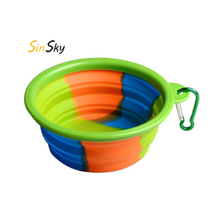 SinSky mangkuk makanan air lipat portabel, perjalanan luar ruangan silikon dapat dilipat makanan anjing hewan peliharaan mangkuk untuk anjing - Product Image 1