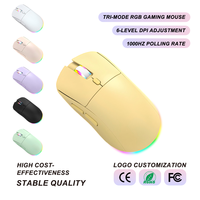 Souris de jeu RGB tri-mode, vente en gros, OEM, 4800 DPI, 1000Hz, 6 niveaux DPI, rechargeable par Type C, 6 couleurs, distributeurs, importateurs