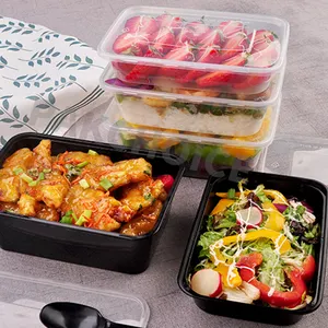 Microwave Food Package Box Plastic Disposable Take Away Food Container Transparent Food Safe PP Carton Square Modern Restaurant