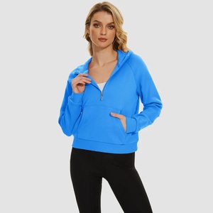 Custom manufacturer's Women's Solid Color Zip-up <b>Cropped</b> Hoodie Cargo Trouser Long Canvas Canvas Tracksuit for Casual Winter - Product Image 2