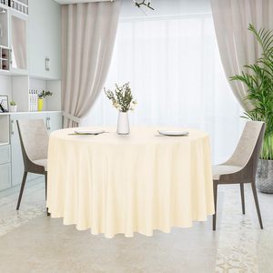 Wholesale Woven Polyester Custom White 120 Inch <b>Round</b> Waterproof & Oilproof Outdoor Party Banquet Wedding <b>Tablecloth</b> for Events - Product Image 3