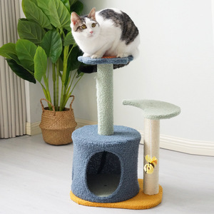 Cat Tree Combo 2 Levels Sisal <b>Scratching</b> <b>Post</b> With Cat Bed And Toy For Indoor Cats - Product Image 1