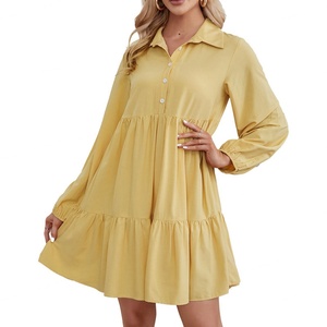 Wholesale Custom OEM ODM High Quality Women's <b>Dress</b> Winter and Autumn New Casual Commuter Solid Color Lapel Long Sleeve <b>Dresses</b> - Product Image 1