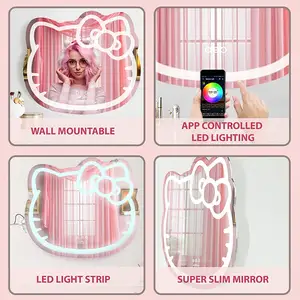 Light Touch Mirror Switch For Bathroom Irregular Decorative Mirrors Wall Modern Hello Kitty Led Mirror