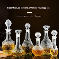 Carafe en verre sculpté portable sans PFAS ni plomb avec bouchons hermétiques anti-fuite pour whisky, bourbon, tequila – Cadeaux pour bar à domicile