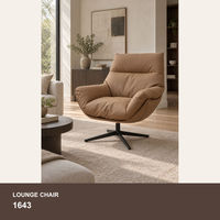 Fauteuil pivotant moderne en tissu rembourré avec coussin en mousse haute densité et pieds en métal, fauteuil d'appoint pour salon