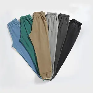 Erkekler Joggers pantolon rahat erkek pantolon özel pamuk eski asit yıkama koşu Sweatpants