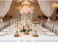 Support à fleurs en fer électroplaqué léger et luxueux, style européen, pot de fleurs doré pour la décoration de table de mariage