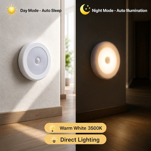 Veilleuse sans fil à détecteur de mouvement rond, alimentée par piles, lampe de nuit LED super lumineuse pour chambre à coucher, couloir, OEM ODM, vente en gros - Product Image 3