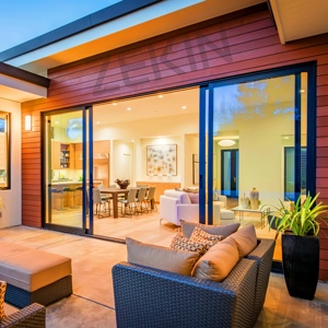 Puertas corredizas personalizadas, puertas apiladoras de doble acristalamiento templado, puertas corredizas de aluminio panorámicas para Patio de bajo consumo a la venta - Product Image 1