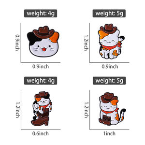 Épingles en émail <span class=keywords><strong>chat</strong></span> Cowboy mignon FunnyKitten dans des bottes de Cowboy et chapeau dessin animé animaux broches revers Badge bijoux cadeaux pour les amis - Product Image 6