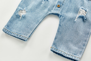 Nuevos peleles de bebé de primavera 2022, ropa de bebé de un solo pecho para niños, mono vaquero con cuello vuelto para niñas pequeñas - Product Image 5
