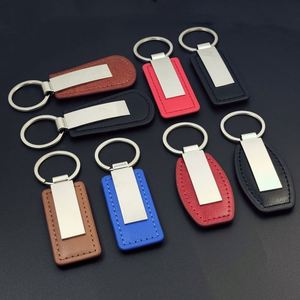 Factory PU Leather Metal Car <b>Keychain</b> <b>Custom</b> Engravable Logo Personalized Text Gift Pendant for Papa, Boyfriend & Car Accessory - Product Image 1