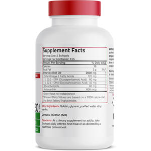 น้ำมันคริลล์แอนตาร์กติก โอเมก้า-3 ผลิตภัณฑ์เสริมอาหาร EPA <span class=keywords><strong>DHA</strong></span> แอสตาแซนธิน ฟอสโฟลิพิดส์ แบบซอฟต์เจล สำหรับแบรนด์ส่วนตัว (OEM) - Product Image 3