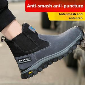 Zapatos de Seguridad para Hombre, Botas de Trabajo para Soldador, Antiaplastamiento, Puntera de Acero, Cuero Antipinchazos, Corte Alto en el Tobillo - Product Image 2