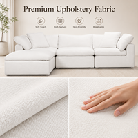 Canapé modulaire en forme de L moderne et luxueux en tissu blanc moelleux pour salon