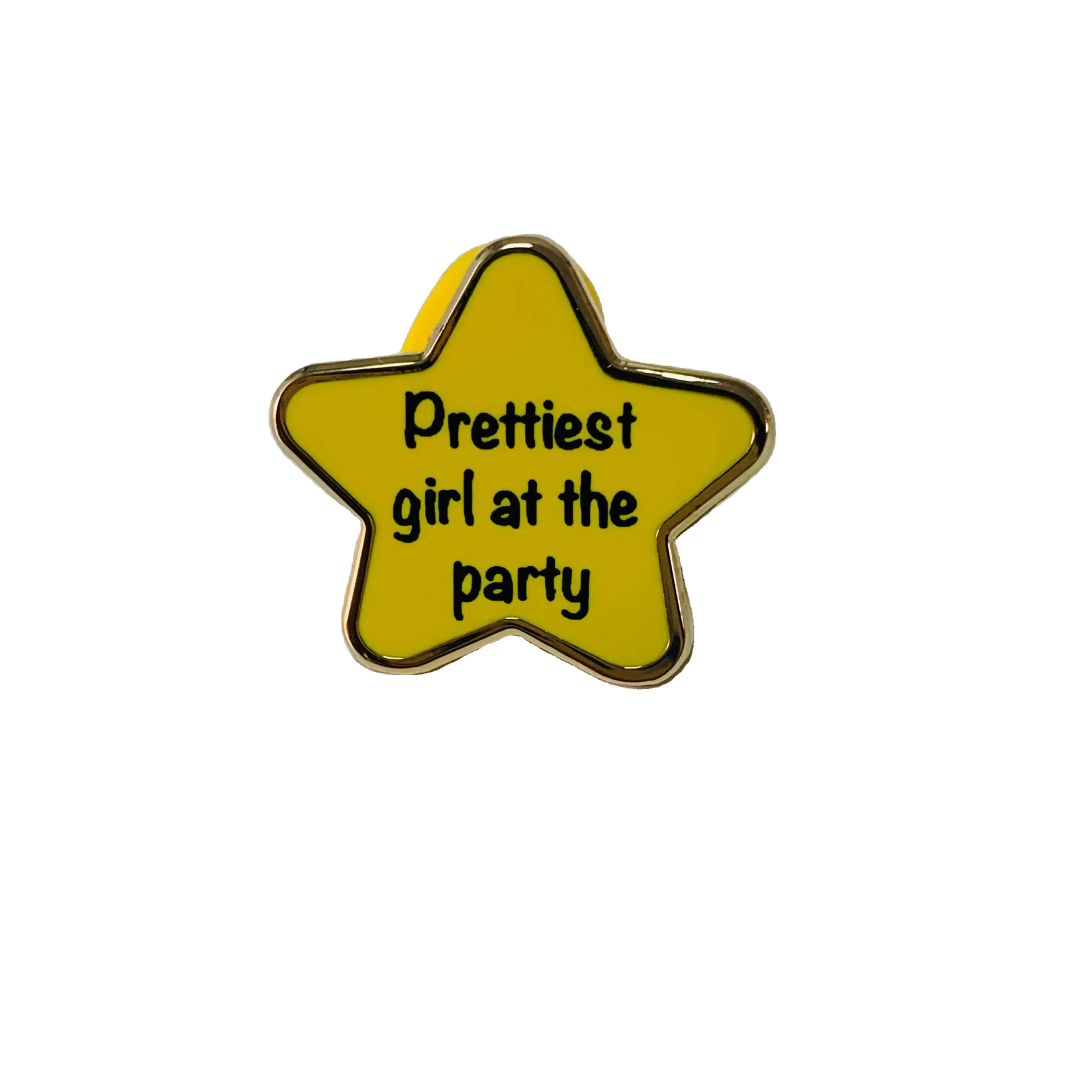 Custom 5 Stars Gold Metal Hard Enamel Lapel Pin Scree Printing Pretties Girl At The Party Pin Badge