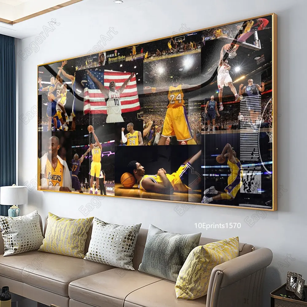 Hot Selling Home Decorative Modern Pop Street Art Basketball Star Picture Graffiti Resin Painting Acrylic Wall Prints