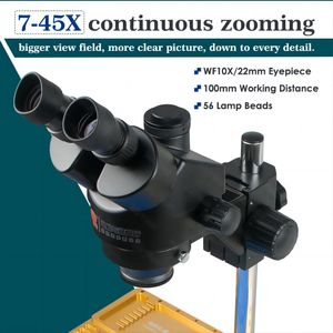 Groot Aluminium Basisbord 7x-45x Trinoculaire Stereomicroscoop Set Met Camera Voor Precisiesoldeer Herwerken - Product Image 2