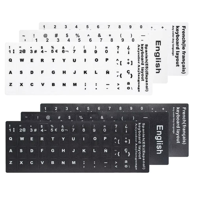 Wear-resistant English Arabic Spanish Alphabet Layout Russian Letter Keyboard Stickers