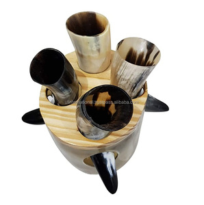 Ntique-cuerno de enjuague con soporte de metal y color natural, pomo de latón de la mejor calidad, tamaño personalizado a mano - Product Image 5