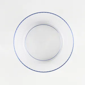 Mangkuk plastik 950ml dapat digunakan kembali dengan Logo kustom mangkuk Salad plastik bening mangkuk makanan penutup plastik dapat digunakan kembali