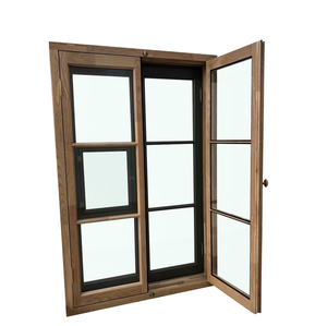 Fenêtres à caissons français en bois massif de style rétro PENJOY, étanches, avec double vitrage et design grillagé - Product Image 2