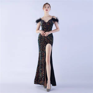 31375 # nuevo vestido de noche largo negro de <span class=keywords><strong>lentejuelas</strong></span> de alta densidad - Product Image 1