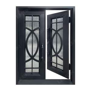 Porte d'entrée intérieure américaine en fer avec moustiquaire réglable à vendre, porte d'entrée en fer forgé à double sécurité en fonte - Product Image 3