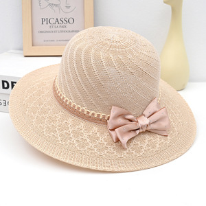 Chapeau <span class=keywords><strong>de</strong></span> soleil souple à nœud pour femme, protection solaire tendance pour l'extérieur, <span class=keywords><strong>la</strong></span> <span class=keywords><strong>plage</strong></span> et les occasions décontractées, chapeau <span class=keywords><strong>de</strong></span> paille élégant à bord large - Product Image 1