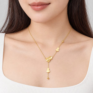 Collar con Motivo de Calabaza Dorada en Acero Inoxidable, Baño de Oro de 24K, 42 + 5 cm, 5 g - Product Image 5