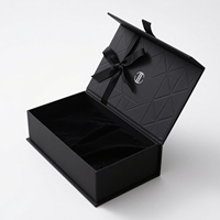 Caja de Regalo de Papel Personalizada de Lujo, Biodegradable, Ecológica, Plegable, Magnética, Negra, para Perfumes, Cosméticos, Arte, Ropa