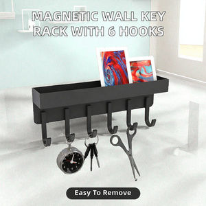 Decoración de Pared, Porta Llaves Magnético de Tres Niveles y Estante para Especias con Montaje Magnético para 6 Ganchos - Product Image 2