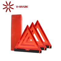 Triangle d'avertissement d'urgence en matériau PMMA rouge pour véhicules Kit de trois packs en un Réflecteur triangulaire réfléchissant pour la sécurité routière