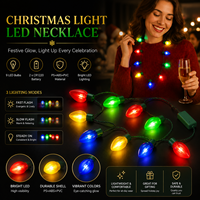 Collier lumineux LED de Noël de 94 cm, 9 lumières, à piles, clignotant, idéal pour les fêtes, événements, cadeaux de détail