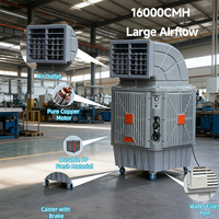 Ventilateur évaporatif industriel haute capacité 16000 CMH avec moteur AC et pompe, refroidisseur d'air à eau, écologique et économe en énergie pour entrepôt/usine