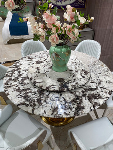 Stile minimalista, mobili moderni <span class=keywords><strong>e</strong></span> lussuosi per ville di lusso. Tavoli da pranzo rotondi in marmo per la casa personalizzati. - Product Image 3
